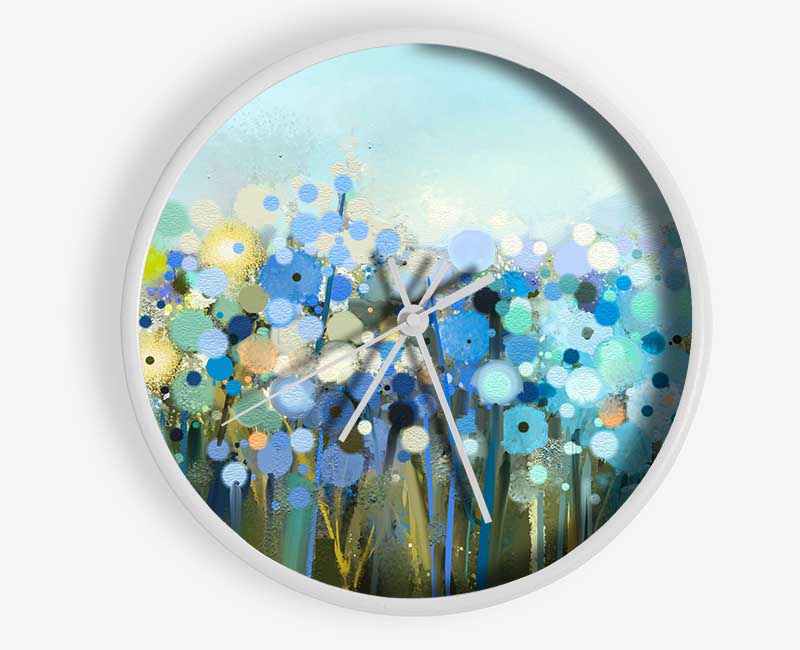 The Turquoise Wonder Flowers Clock - Wallart-Direct UK