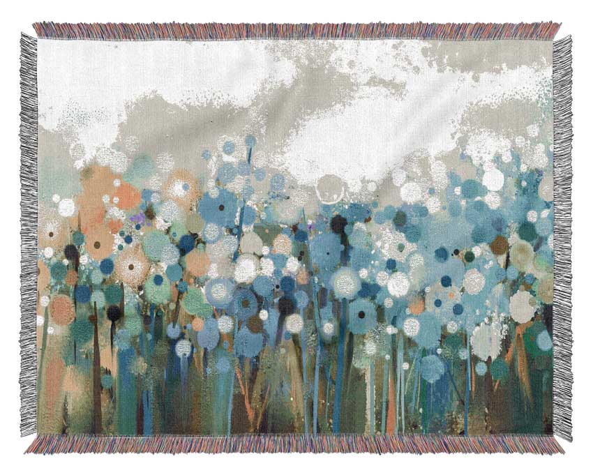 The Turquoise Wonder Flowers Woven Blanket