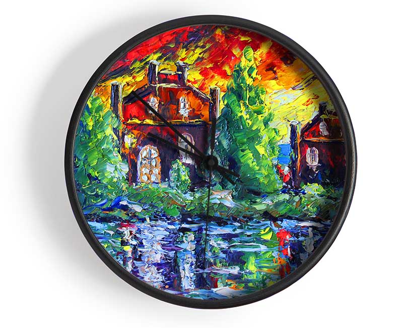 Red Sky Cottage Clock - Wallart-Direct UK