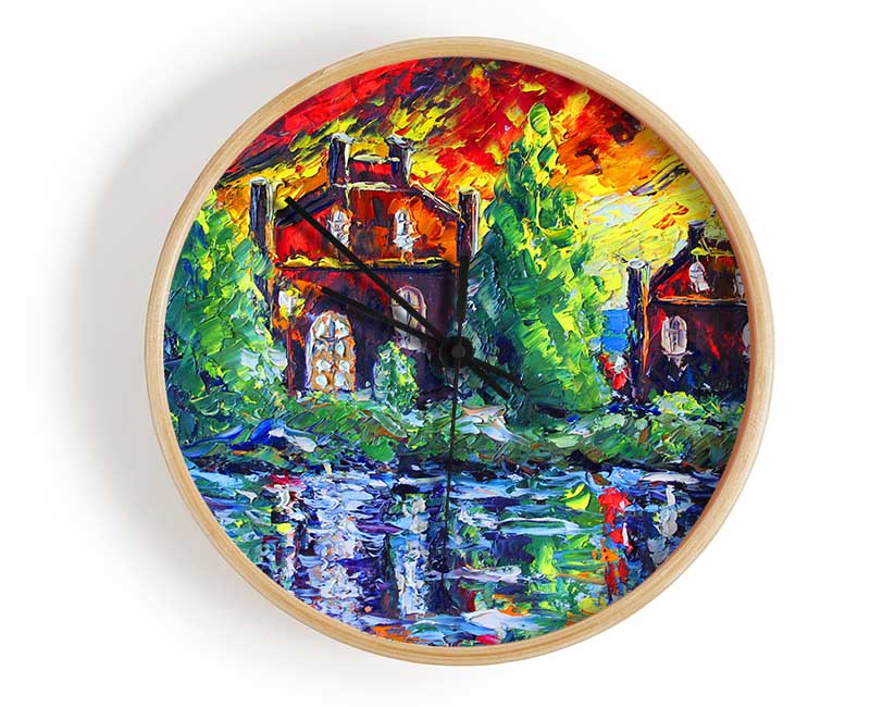 Red Sky Cottage Clock - Wallart-Direct UK