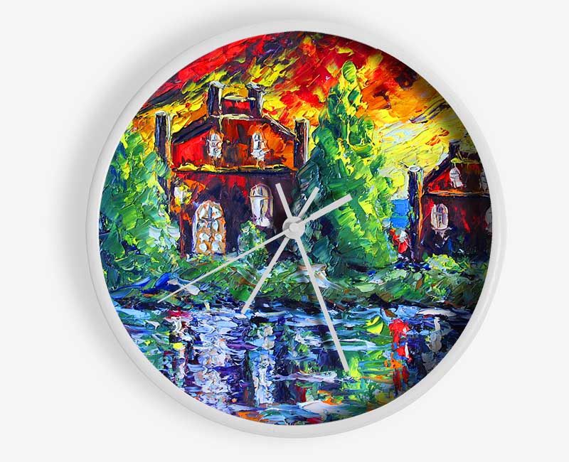 Red Sky Cottage Clock - Wallart-Direct UK