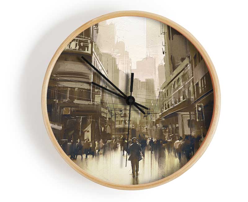 Walking Through The Sepia Town Clock - Wallart-Direct UK