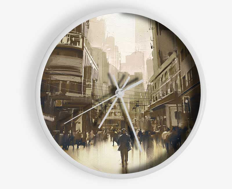 Walking Through The Sepia Town Clock - Wallart-Direct UK