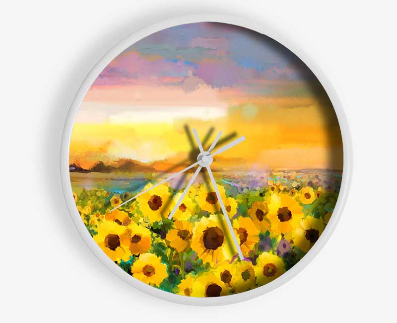 Pastel Sunflower Sunset Clock - Wallart-Direct UK