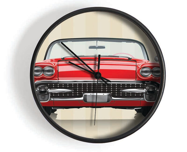 Classic American Car On Stripes Clock - Wallart-Direct UK