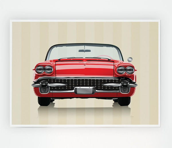 Classic American Car On Stripes Print Poster Wall Art