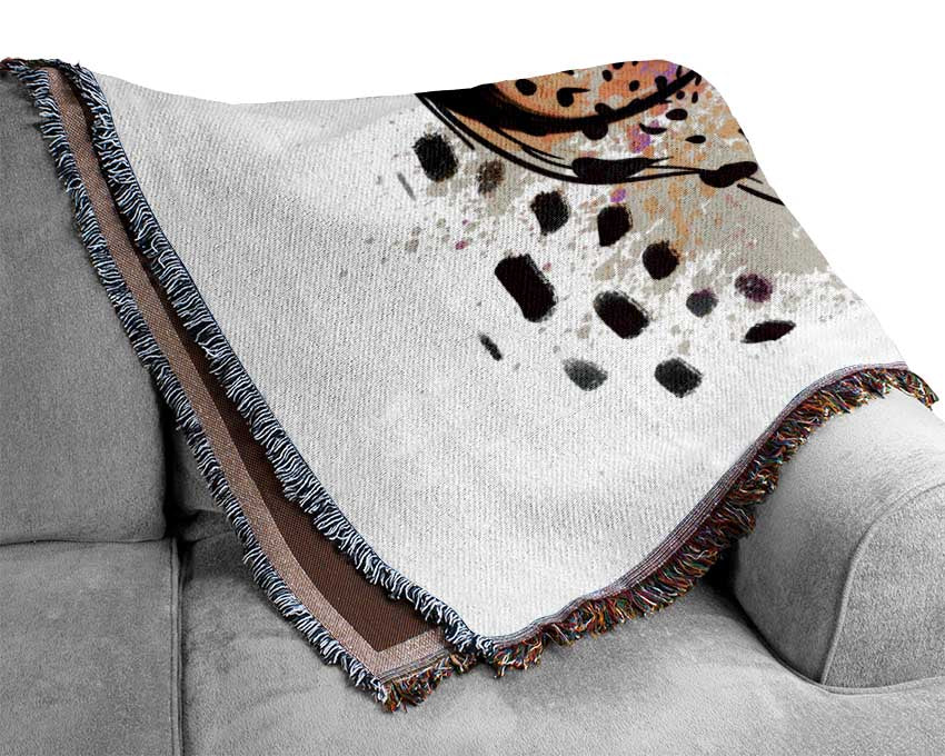 Peach Leopard Glasses Woven Blanket