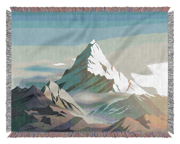 On Top A Mountain Peak Digital Woven Blanket