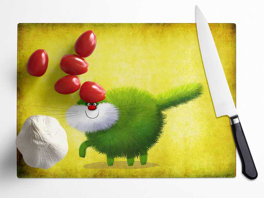 The Green Fuzzy Cat Glass Chopping Board