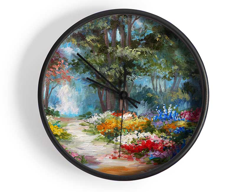 Flowers Leading Into The Forest Clock - Wallart-Direct UK