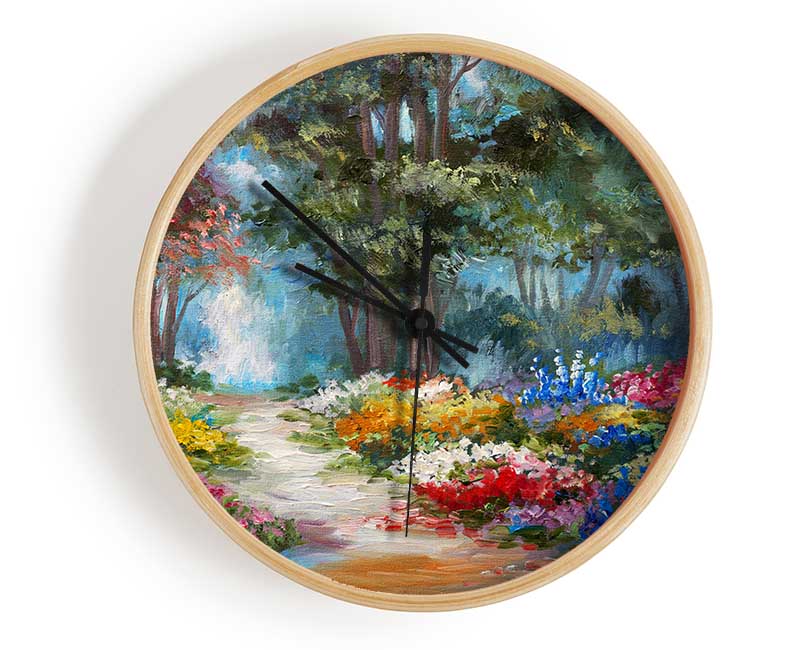 Flowers Leading Into The Forest Clock - Wallart-Direct UK