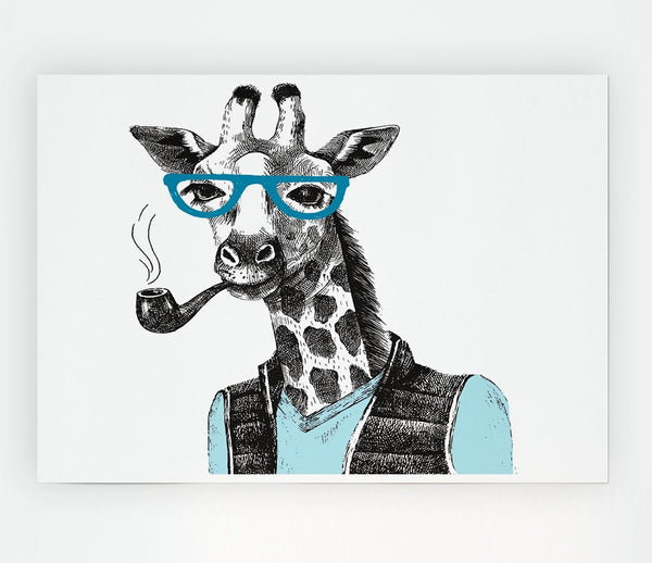 The Giraffe With Glasses Print Poster Wall Art