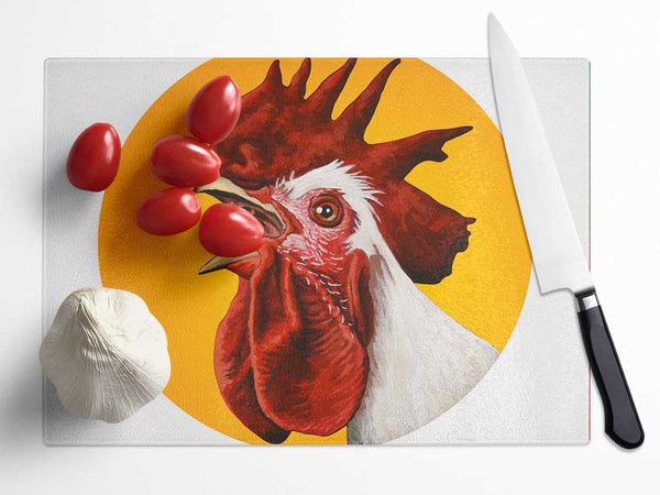 The Rooster Crow Glass Chopping Board