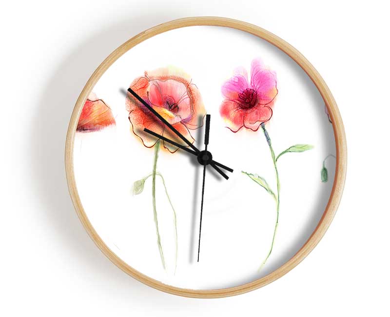 Four Pretty Flowers Clock - Wallart-Direct UK