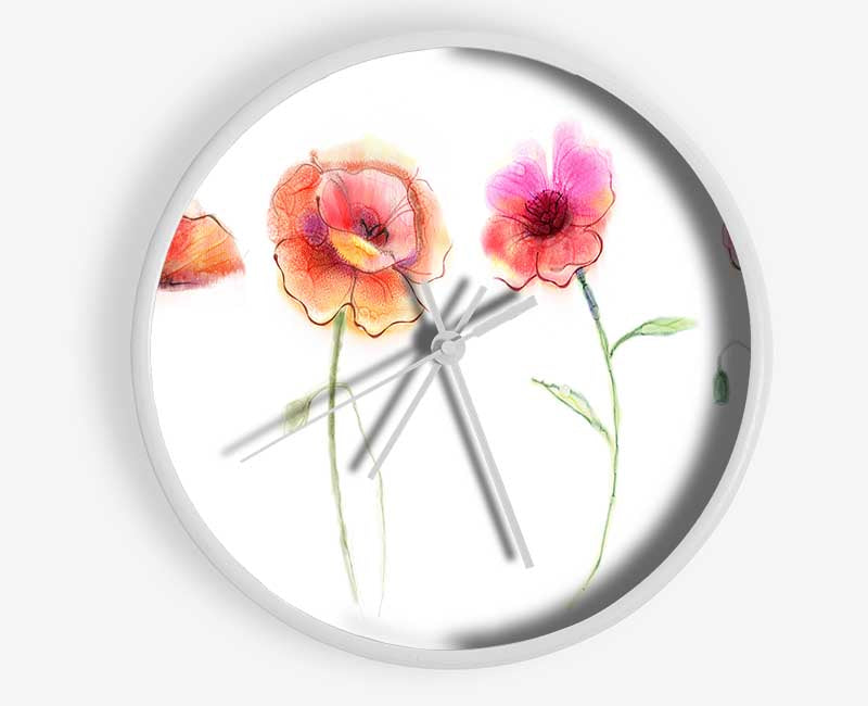 Four Pretty Flowers Clock - Wallart-Direct UK