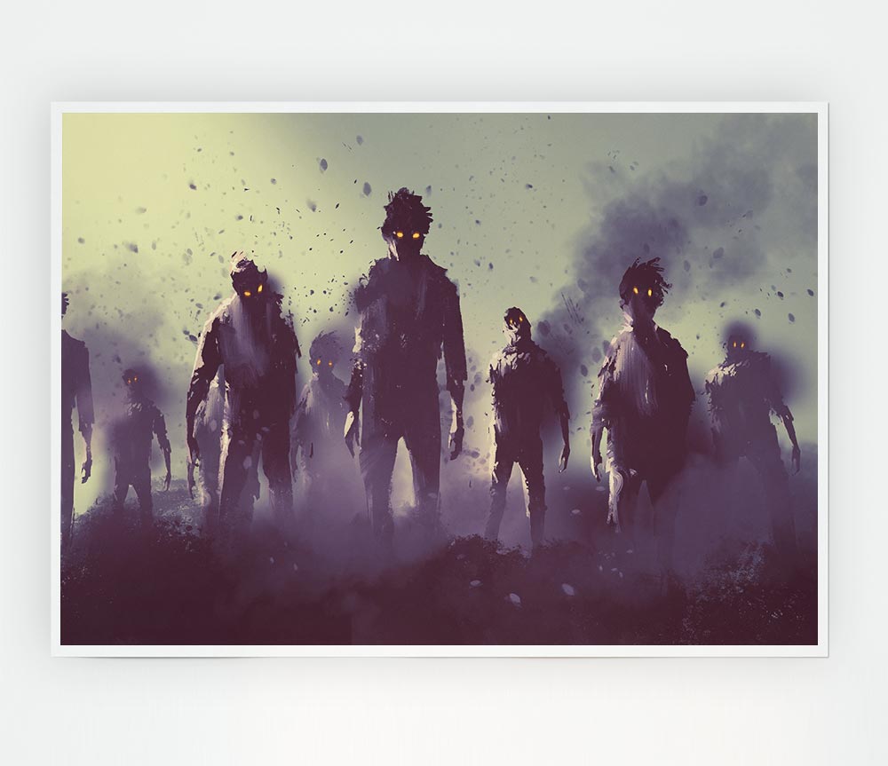 The Ghostly Zombie Horde Print Poster Wall Art