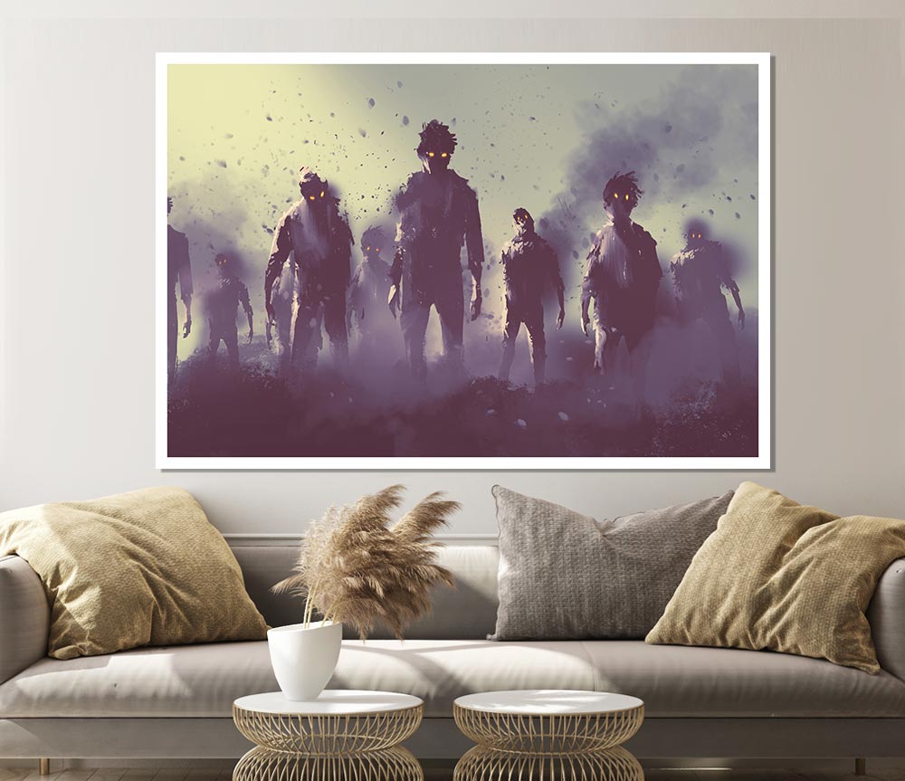 The Ghostly Zombie Horde Print Poster Wall Art