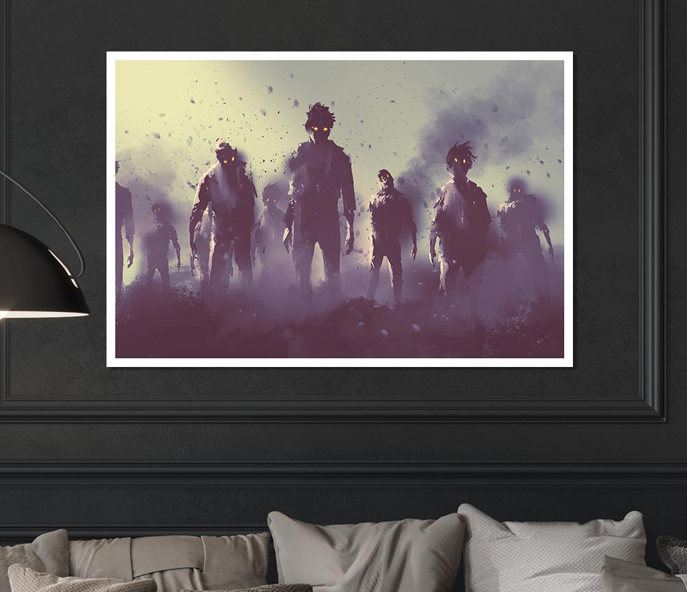 The Ghostly Zombie Horde Print Poster Wall Art