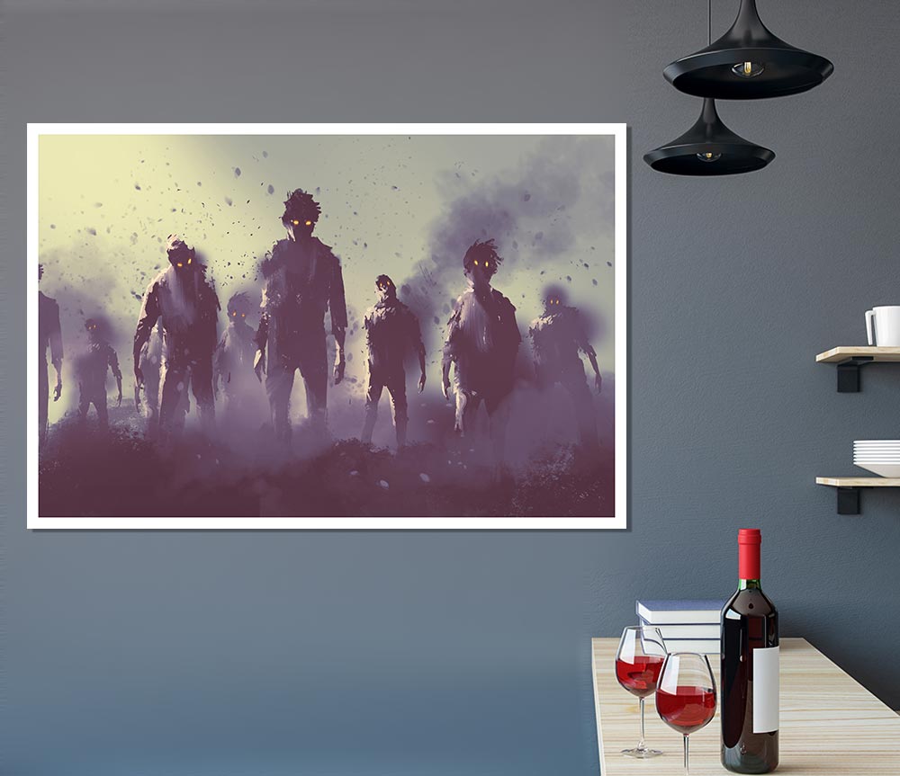 The Ghostly Zombie Horde Print Poster Wall Art