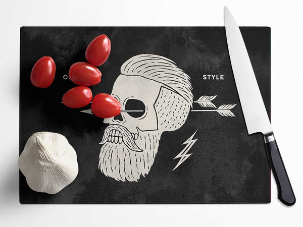 The Hipster Skull Glass Chopping Board