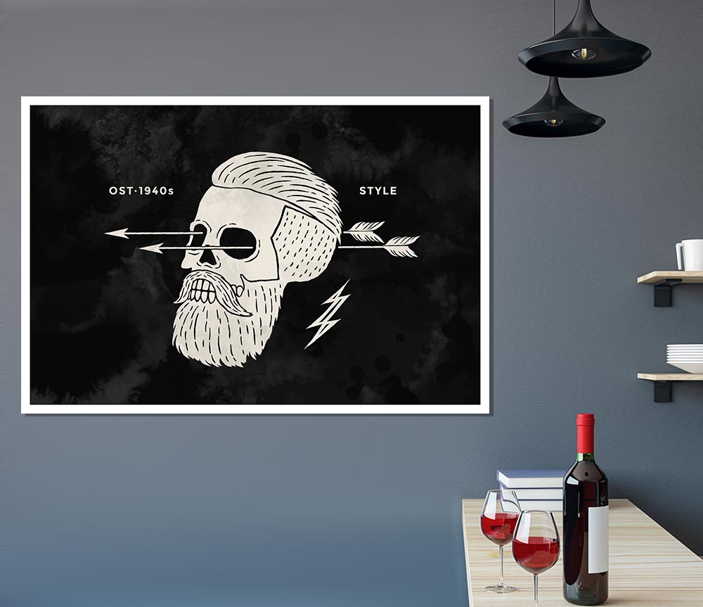 The Hipster Skull Print Poster Wall Art