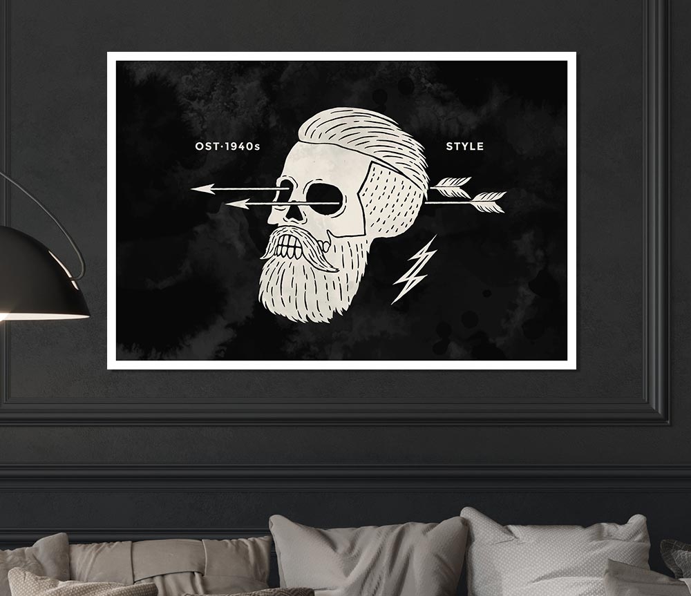 The Hipster Skull Print Poster Wall Art