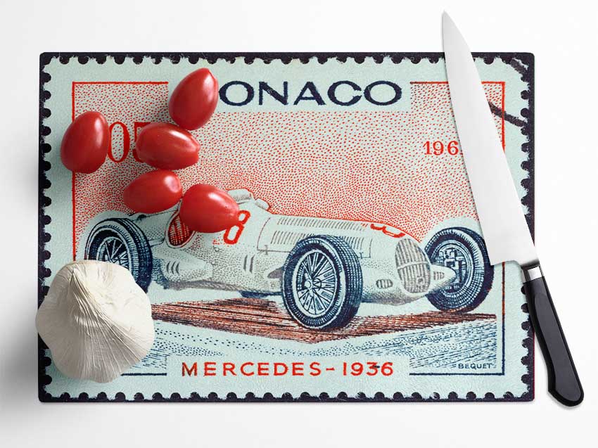 Monaco Race Stamp Glass Chopping Board