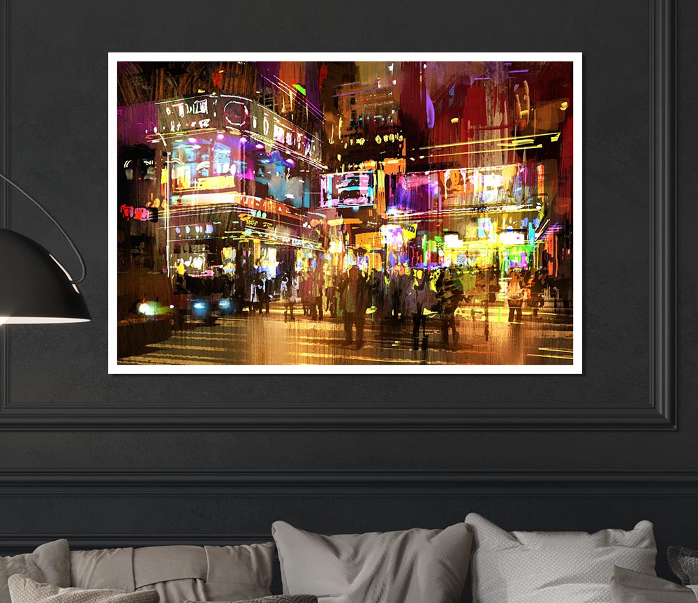 The Busy Nightlife Of New York Print Poster Wall Art