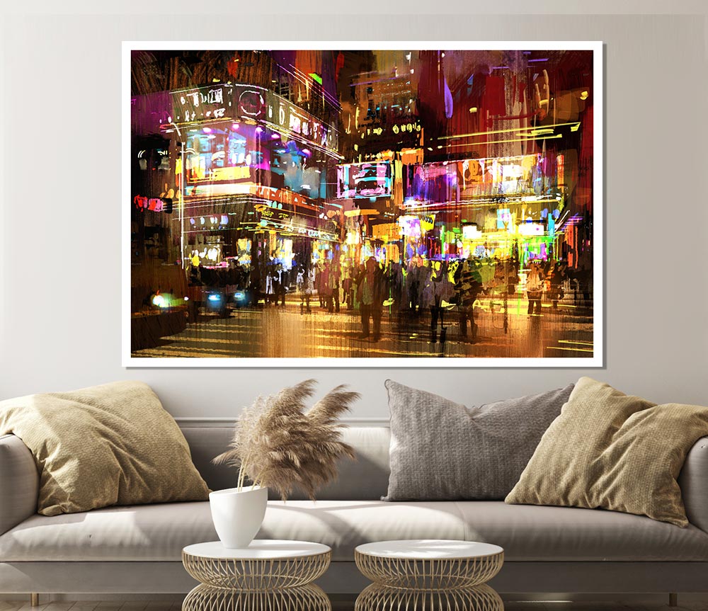 The Busy Nightlife Of New York Print Poster Wall Art