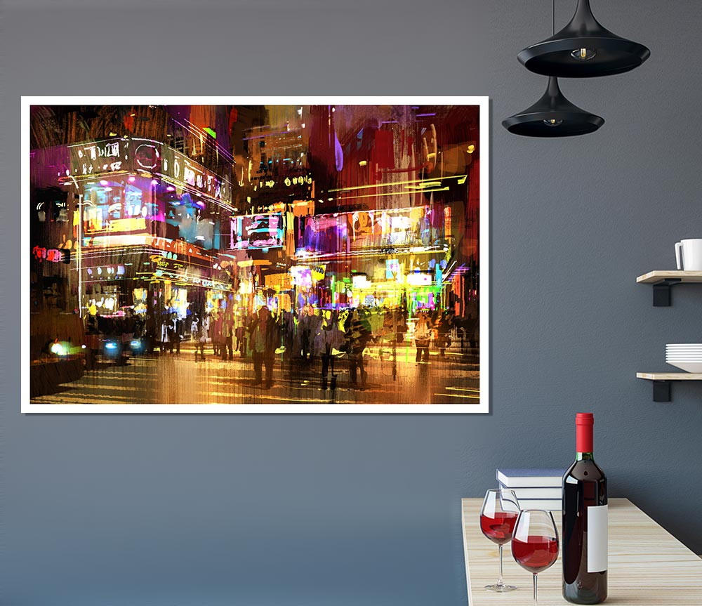 The Busy Nightlife Of New York Print Poster Wall Art