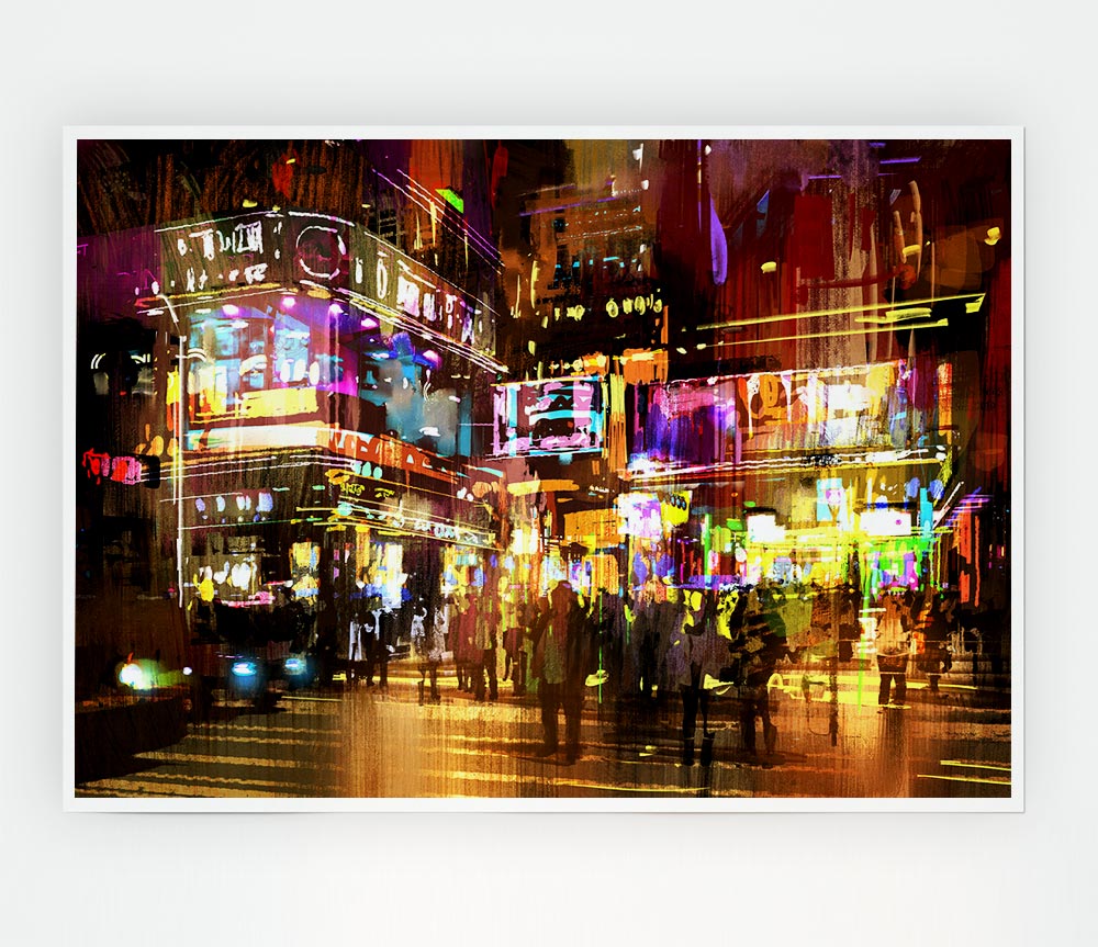 The Busy Nightlife Of New York Print Poster Wall Art