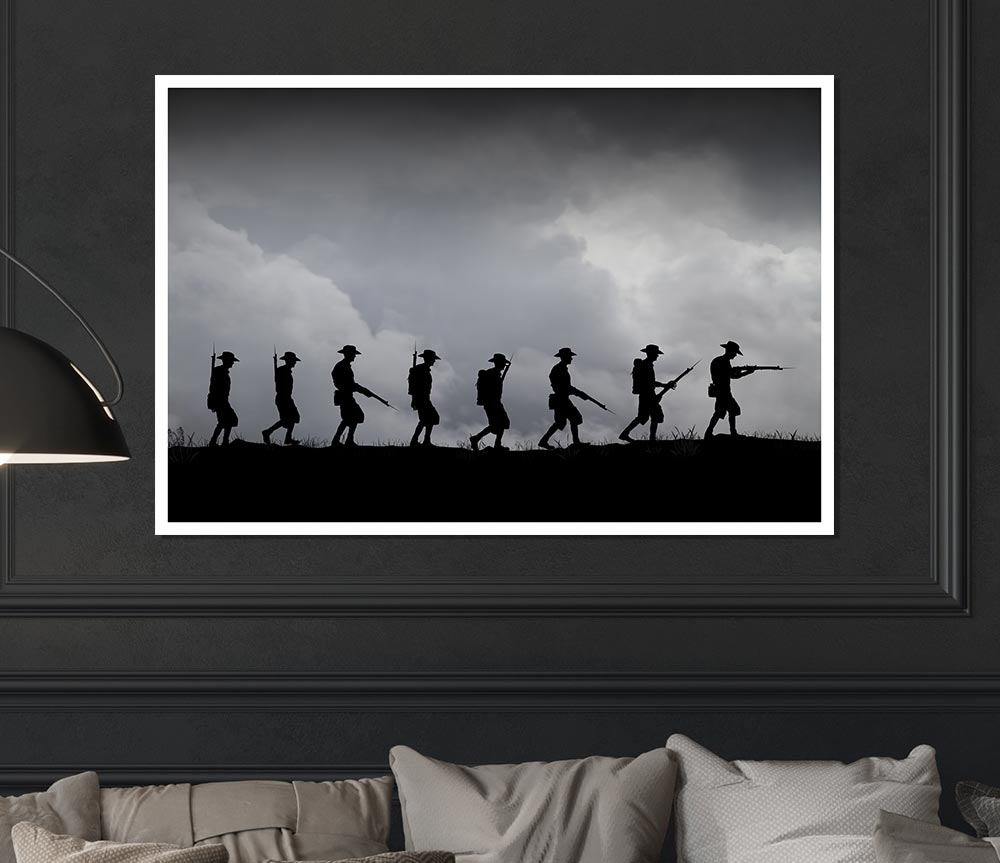 The Troops Silhouette Print Poster Wall Art