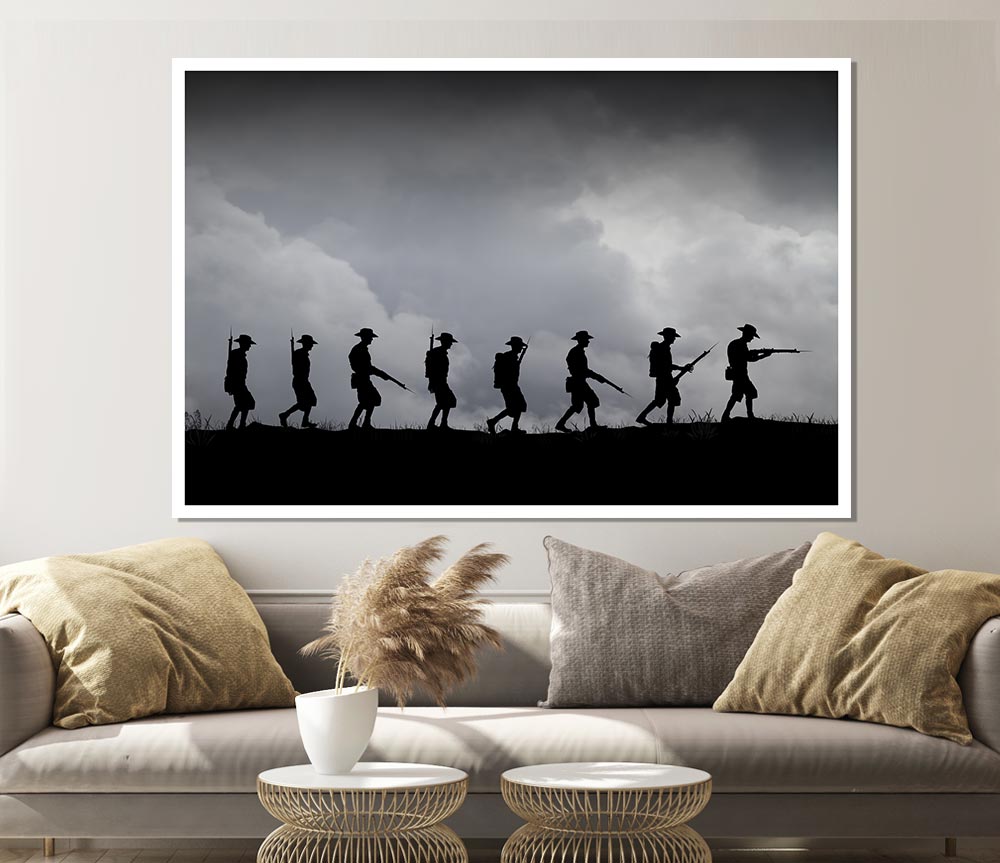 The Troops Silhouette Print Poster Wall Art