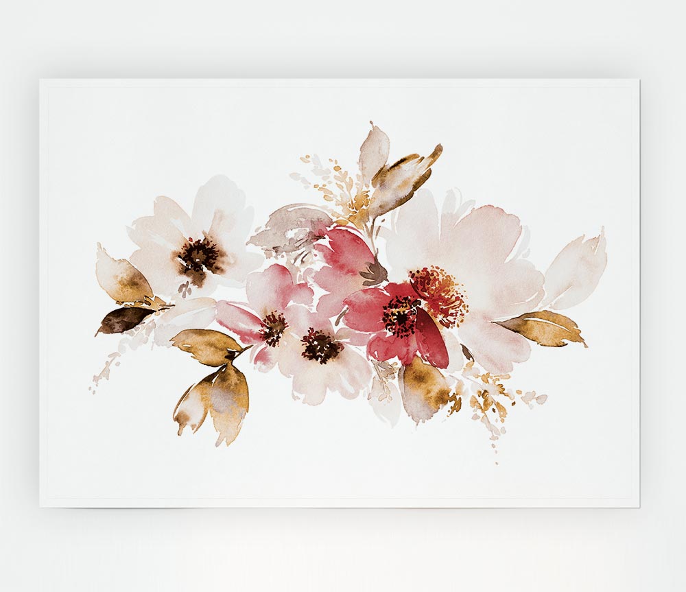 Blush Pink Flowers Print Poster Wall Art