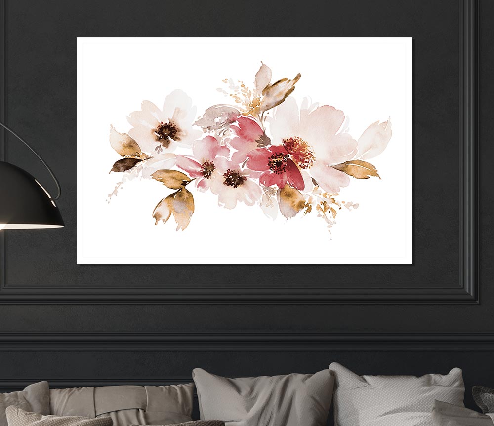 Blush Pink Flowers Print Poster Wall Art