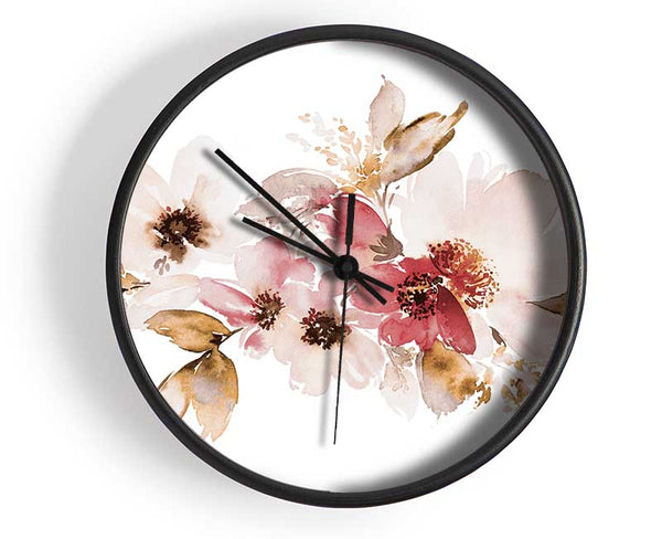 Blush Pink Flowers Clock - Wallart-Direct UK