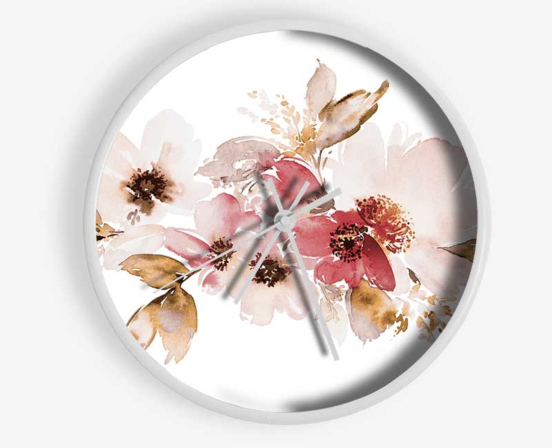 Blush Pink Flowers Clock - Wallart-Direct UK