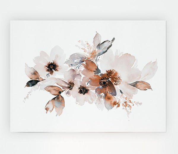 Blush Peach Flowers Print Poster Wall Art