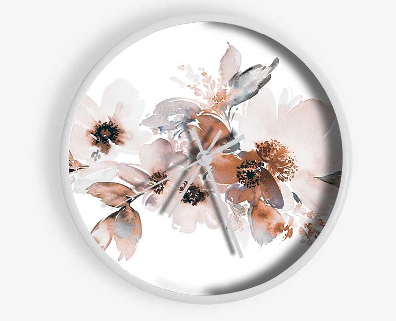 Blush Peach Flowers Clock - Wallart-Direct UK