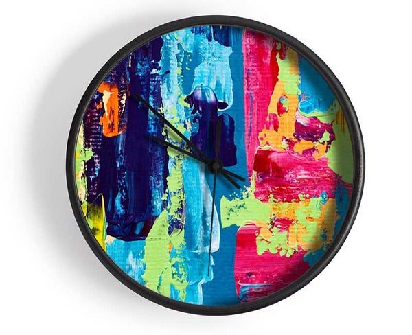 Vibrant Patchwork Blobs Clock - Wallart-Direct UK