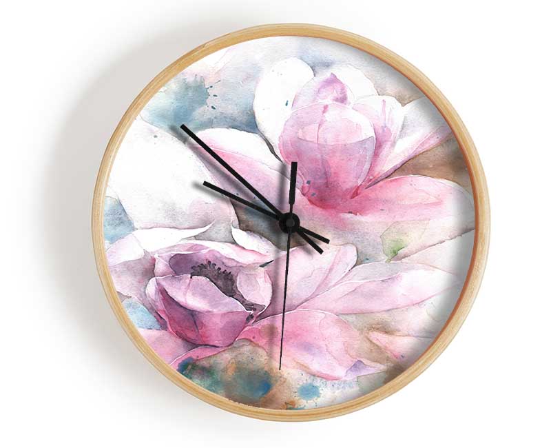 Subtle Sketched Flowers Clock - Wallart-Direct UK