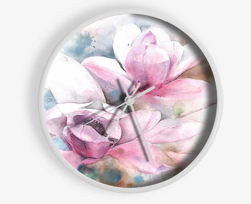 Subtle Sketched Flowers Clock - Wallart-Direct UK