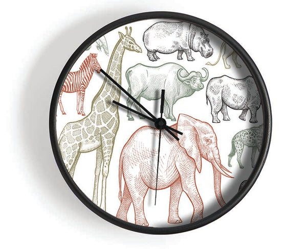 The Animal Kingdom Sketch Clock - Wallart-Direct UK