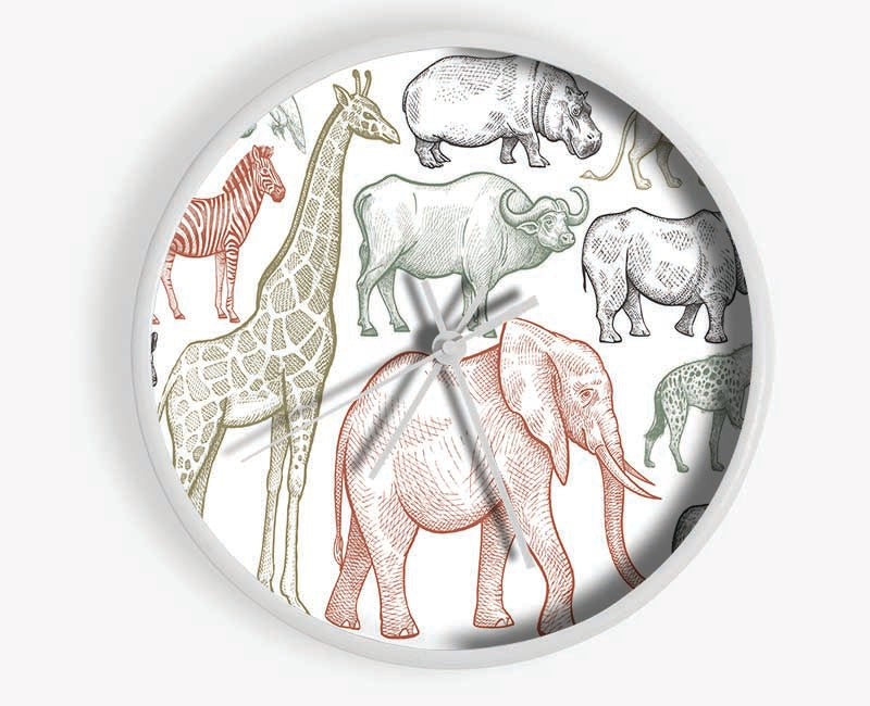 The Animal Kingdom Sketch Clock - Wallart-Direct UK