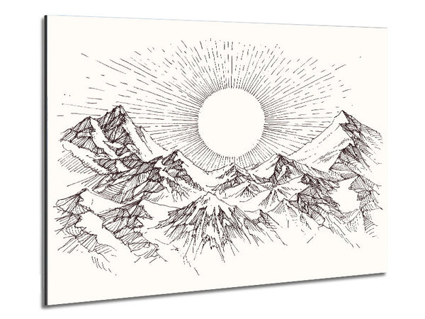 Sun Above The Snowy Mountain Peak