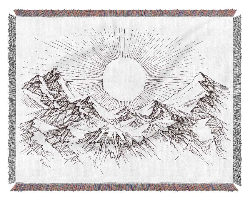 Sun Above The Snowy Mountain Peak Woven Blanket