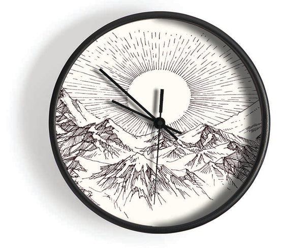 Sun Above The Snowy Mountain Peak Clock - Wallart-Direct UK