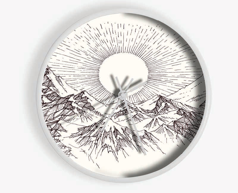 Sun Above The Snowy Mountain Peak Clock - Wallart-Direct UK