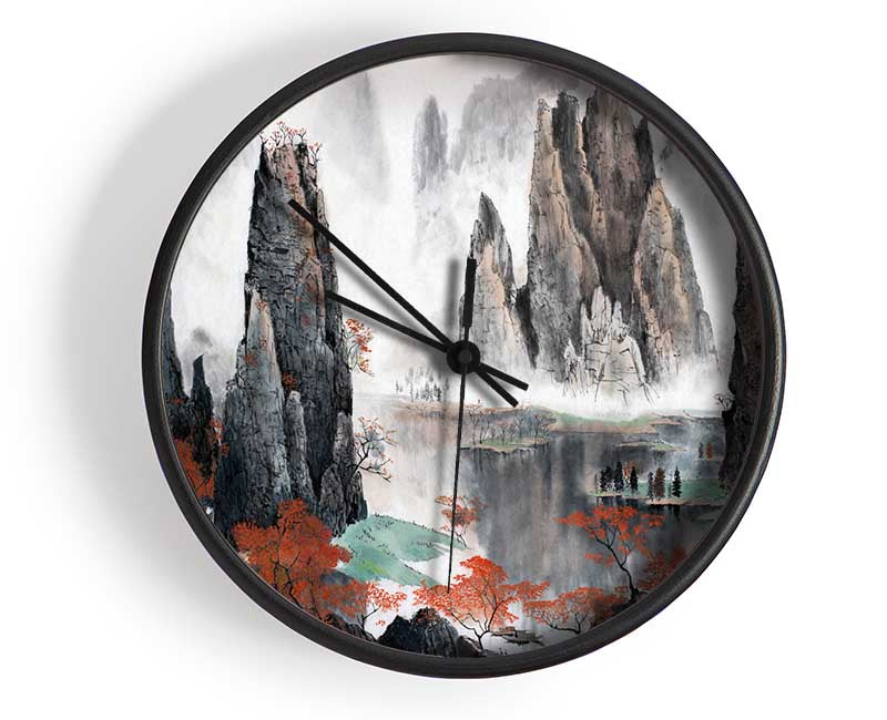 Tall Rock Structures In The Valley Clock - Wallart-Direct UK