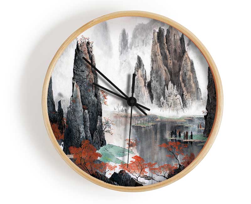 Tall Rock Structures In The Valley Clock - Wallart-Direct UK